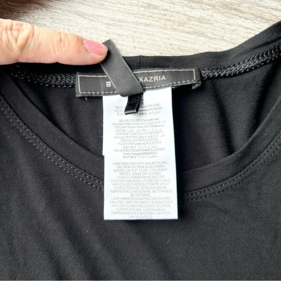 BCBGmaxazria  Black Asymmetrical Sleeve "Laguna" top - Picture 7 of 14